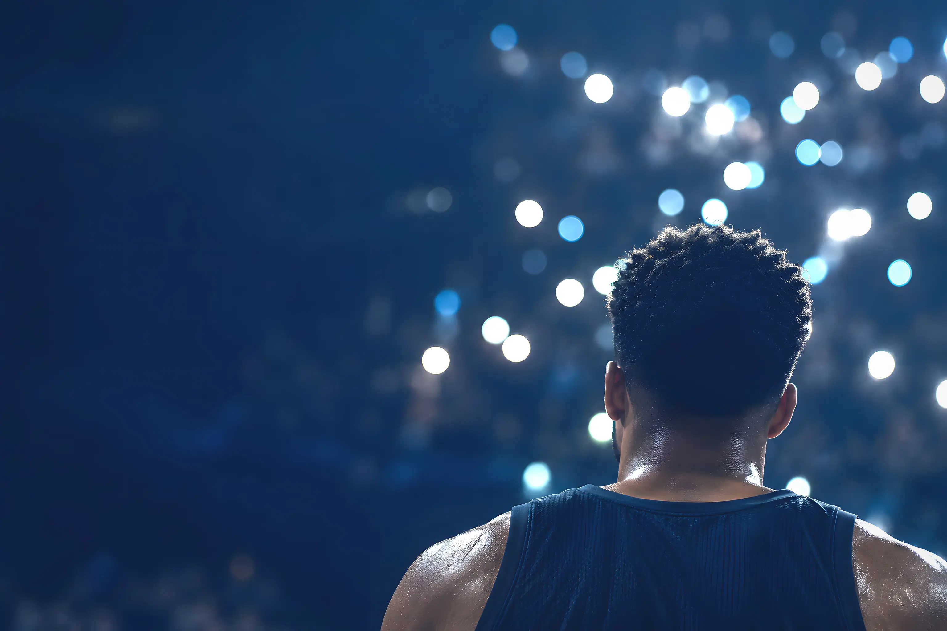 A wall of out-of-focus crowd lights at night